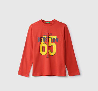 Boys Red Printed Regular T Shirt