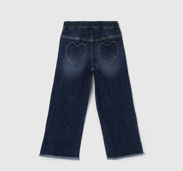 Girl's Solid Wide Leg Jeans