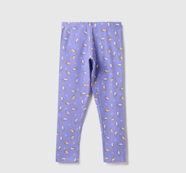 Cotton Blend Printed Regular Length Girls Trousers