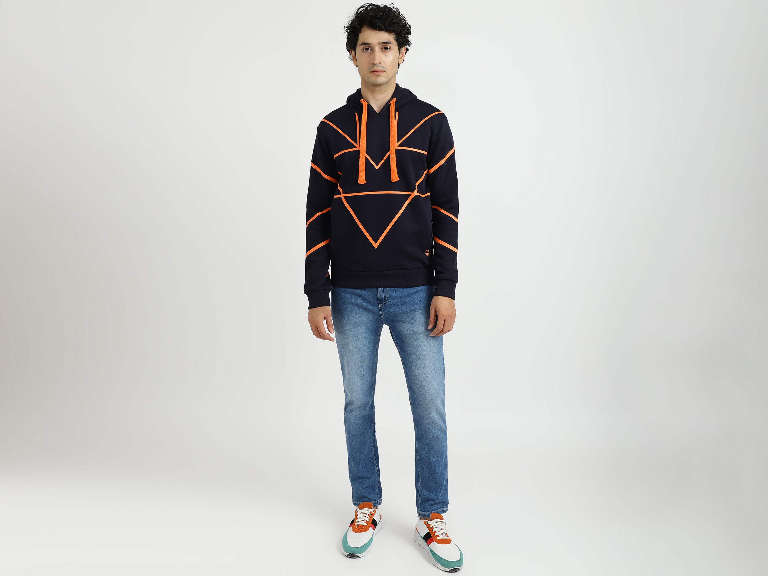 Navy Blue And Orange Sweatshirt