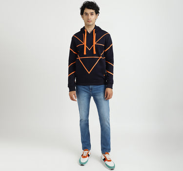 Navy Blue And Orange Sweatshirt