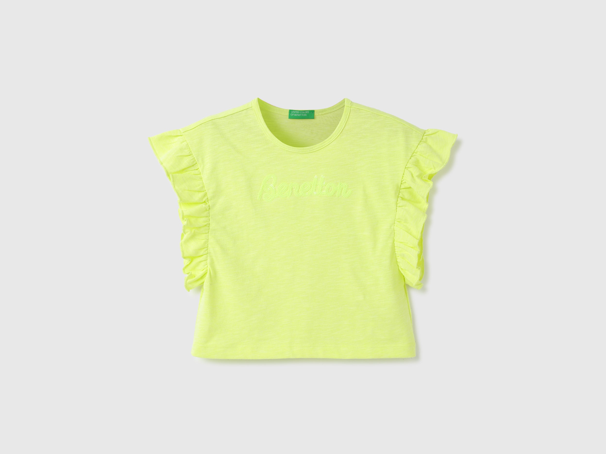 Regular-Fit Round Neck Solid Top With Frill Detail