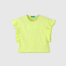 Regular-Fit Round Neck Solid Top With Frill Detail