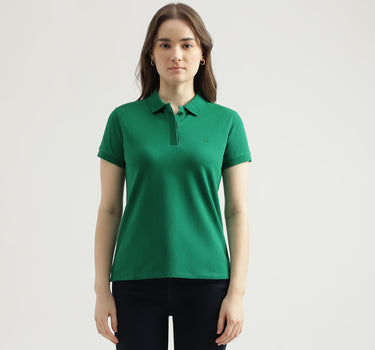 Regular Fit Polo Neck Solid Women's T-Shirt