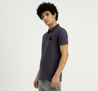 Regular Fit Ribbed Collar Solid T-Shirt