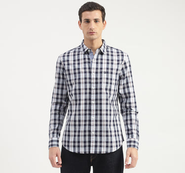 Slim Fit Straight Collar Plaid Shirt