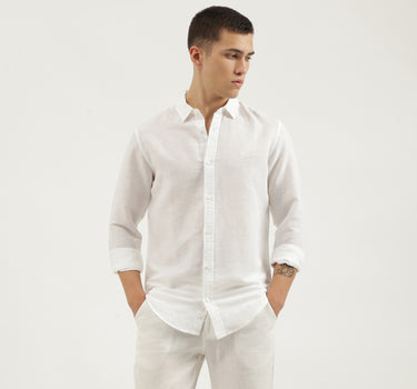 Slim Fit Spread Collar Solid Shirts