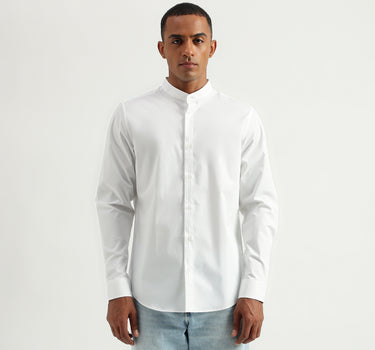 Men's Slim Fit Mandarin Collar Solid Shirts