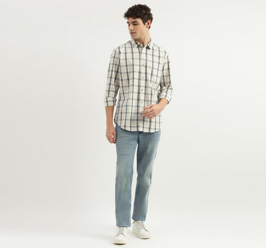 Slim Fit Spread Collar Checkered Shirt