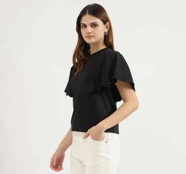 Regular Fit Round Neck Solid Top