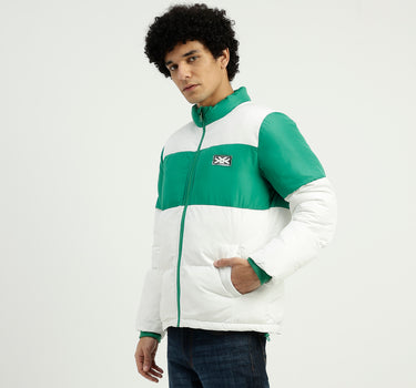 High Neck Colorblock Zipper Jacket