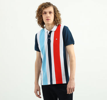 Men Striped Polo Collar T-Shirt