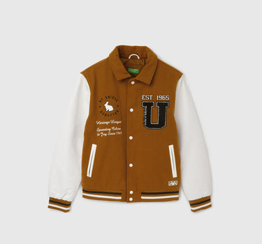 Men's Regular Fit Embroidered Varsity Jacket