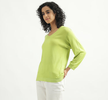 Viscose Solid V-Neck Women Sweaters