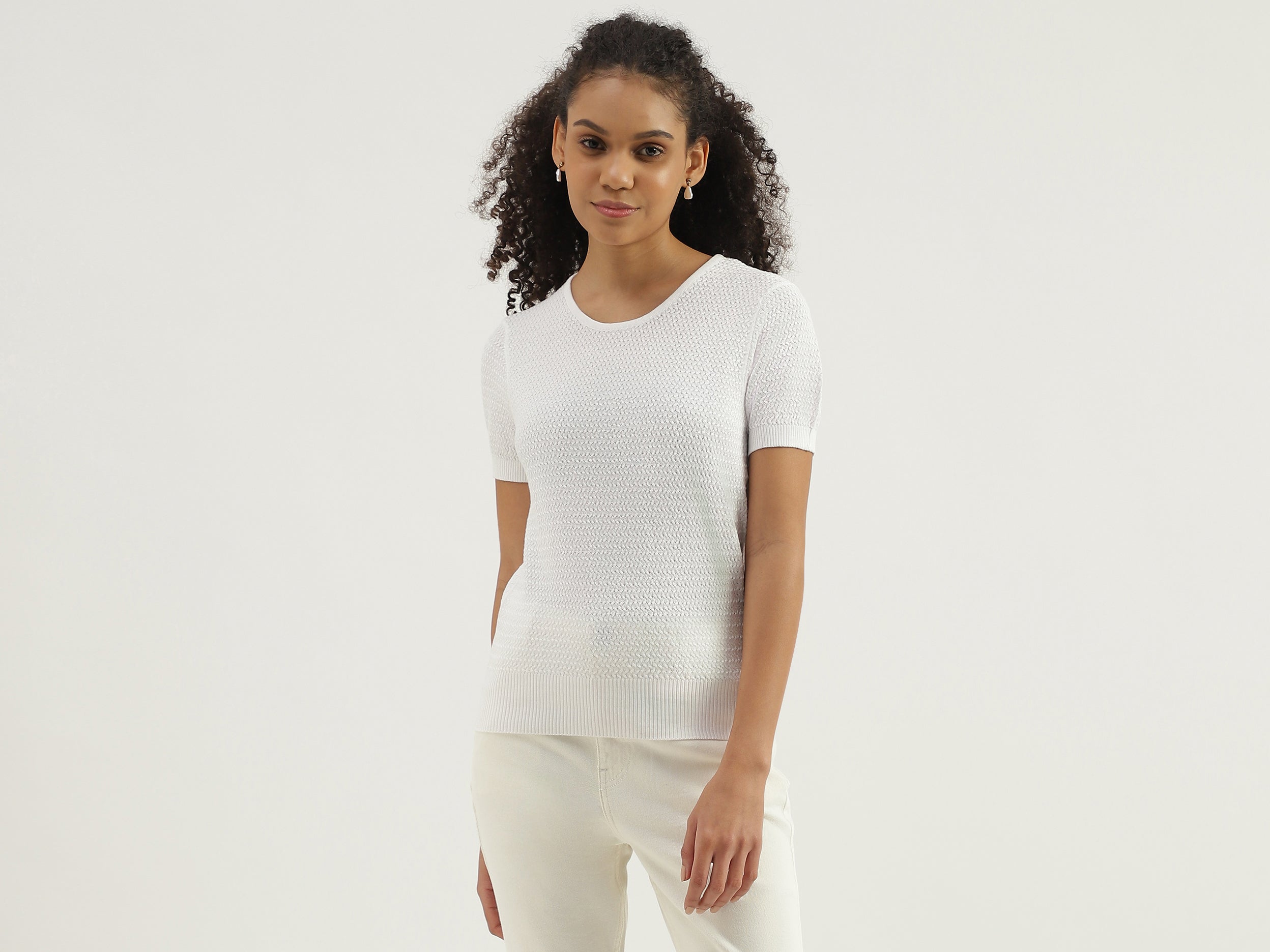 Round Neck Textured Top