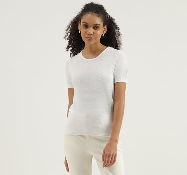 Round Neck Textured Top