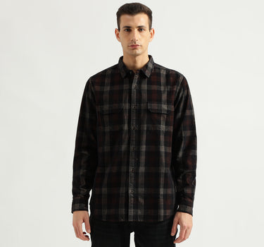 Men's Regular Fit Spread Collar Checked Shirts