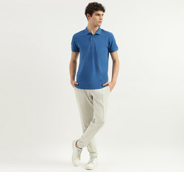 Regular Fit Ribbed Collar Solid T-Shirt