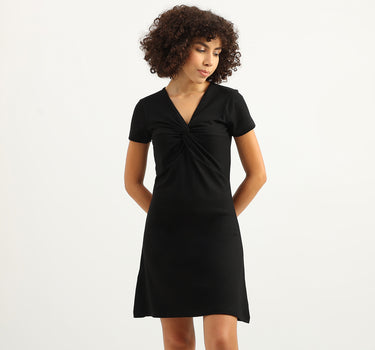 Women Solid V-Neck Dress