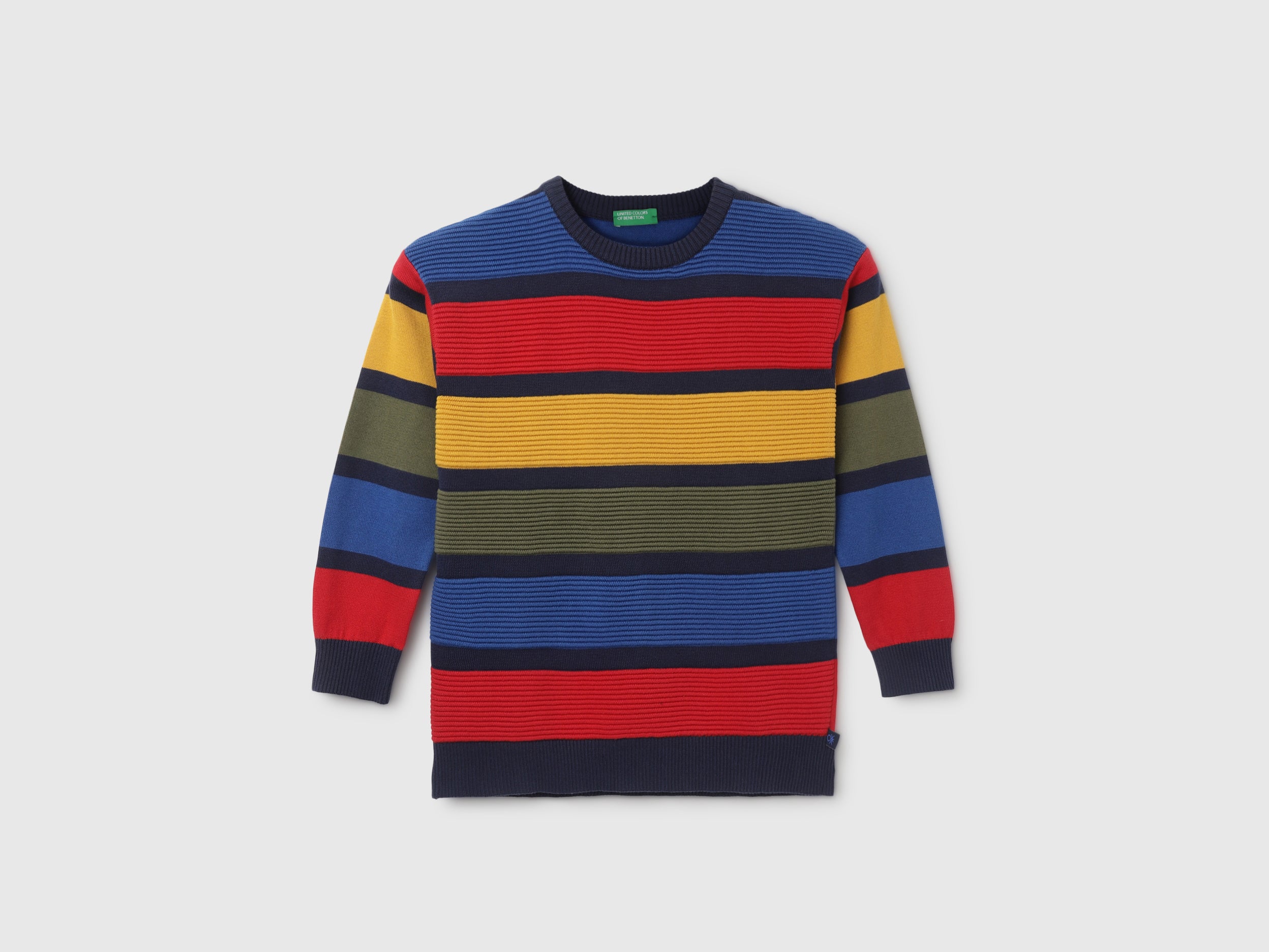 Boy's Regular Fit Crew Neck Striped Sweater