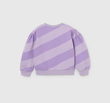 Regular Fit Round Neck Diagonal Stripe With Heart Sweatshirt