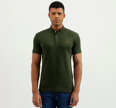 Regular Fit Stand Collar Solid T-Shirt