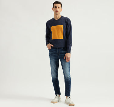 Men's Regular Fit Round Neck Color Block Sweaters