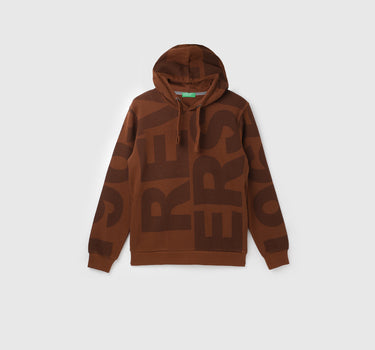 Regular Fit Hooded Neck Tonal Print Hoodie