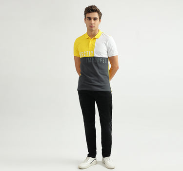 Men Color Blocked Polo Collar T-shirt