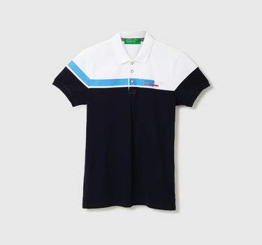 Men Colorblock Polo Collar T-Shirt