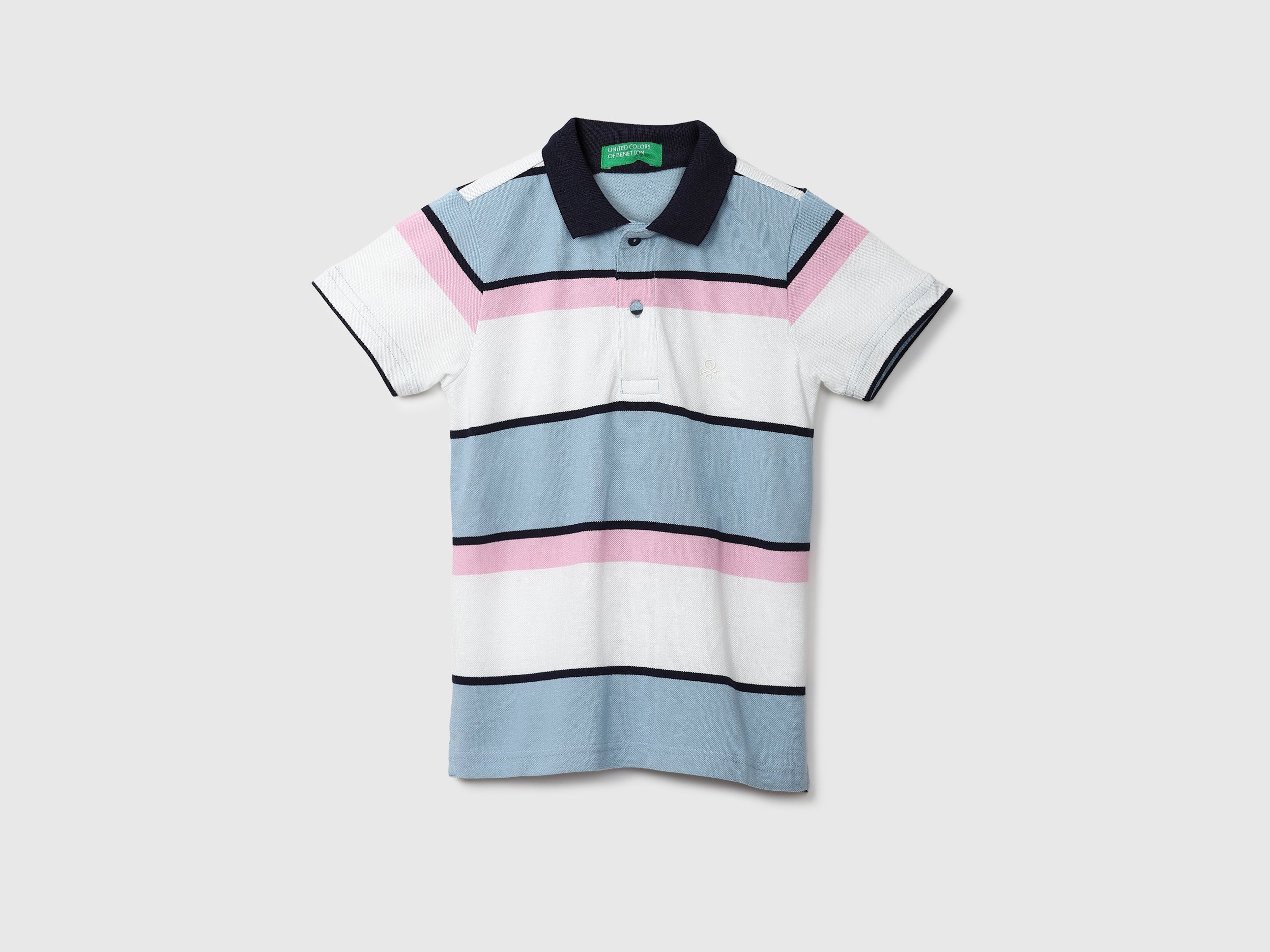 Blue And White Striped Polo T-Shirt