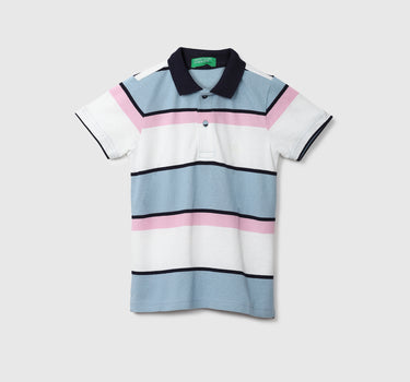 Blue And White Striped Polo T-Shirt