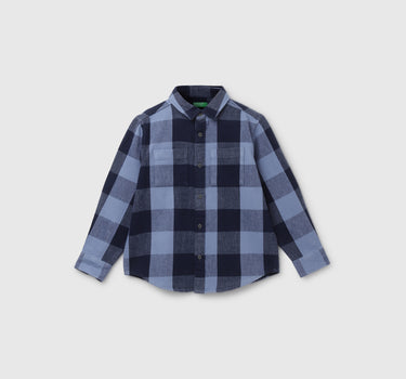 Boy's Regular Fit Spread Collar Checked Shirt