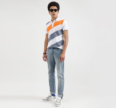 Regular Fit Polo Neck Striped T-Shirts