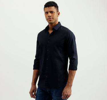 Slim Fit Spread Collar Solid Shirt