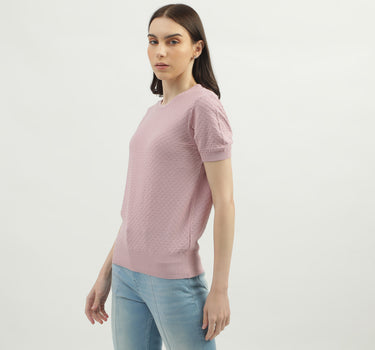 Women's Regular Fit Round Neck Textured Sweaters