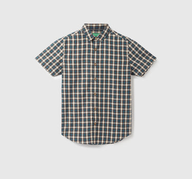 Men Checked Spread Collar Shirt