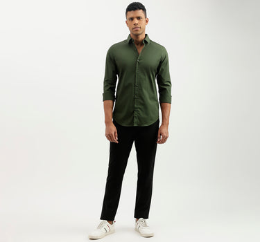 Slim Fit Spread Collar Solid Shirt