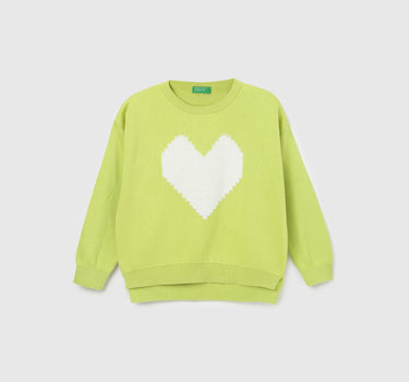 Girl's Boxy Fit Crew Neck Knitted Sweater