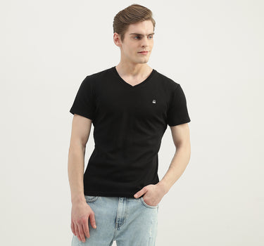 Men Solid V-Neck T-Shirt