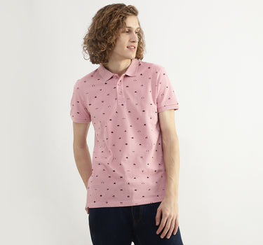 Men Printed Polo Collar T-shirt