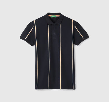 Regular Fit Polo Neck Striped T-shirts