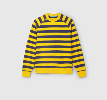 Men's Relaxed Fit Round Neck Striped Sweatshirt