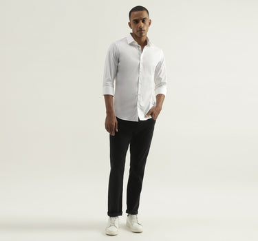 Men White Solid Slim Shirt