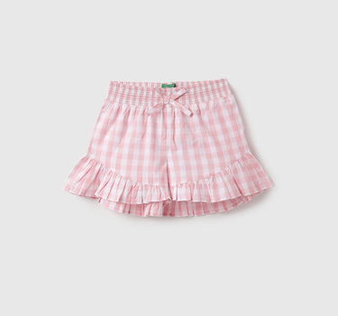 Girls Checked Regular Fit Shorts