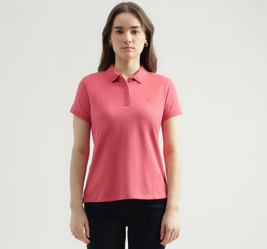 Regular Fit Polo Neck Solid Women's T-Shirt