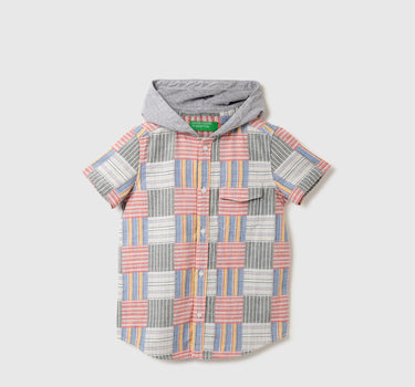 Boys Checked Hood Shirt