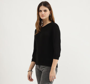 Regular Fit Round Neck Solid Tops