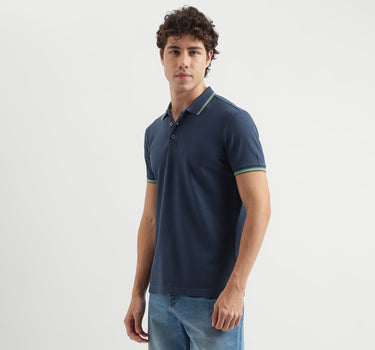 Regular Fit Polo Neck Solid Pattern T-shirt