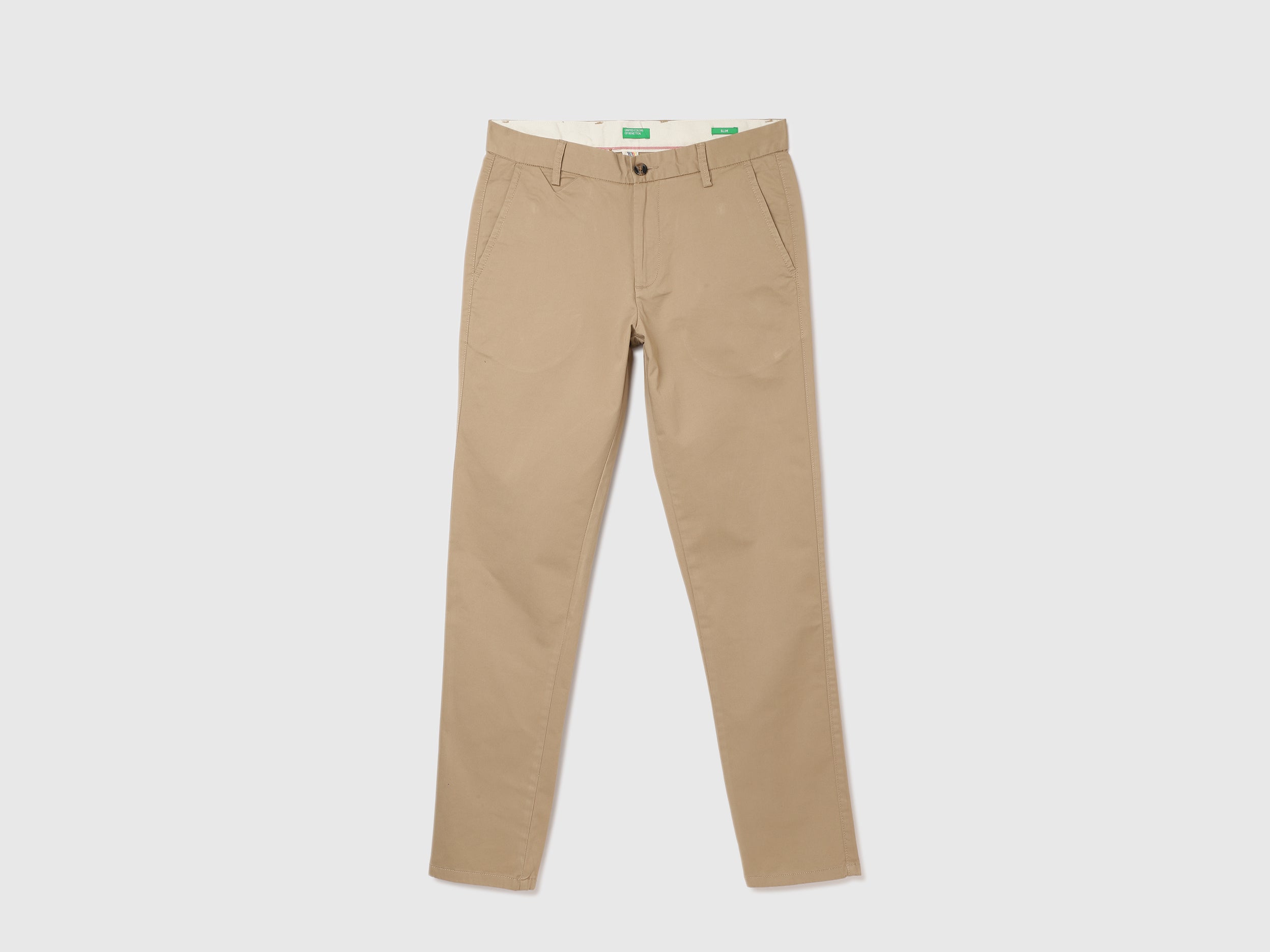 Cotton Mix Plain Slim Fit Trousers